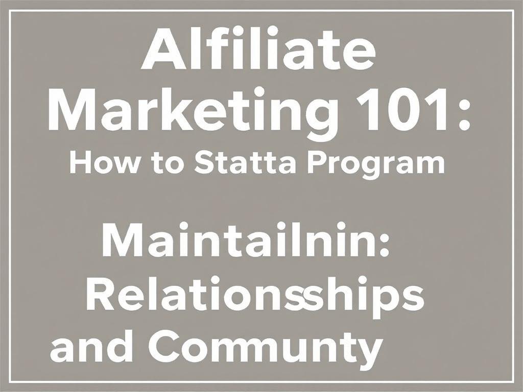 Affiliate Marketing 101: How to Start a Program. Maintaining relationships and community